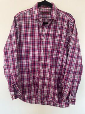 Peter Millar Pink and White Plaid Button-Down Shirt